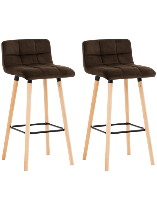 Sæt med 2 barstole Lincoln velvet, brun