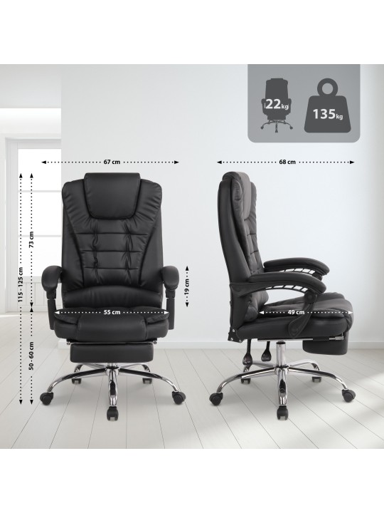 Kontorstol Oxygen imiteret læder, sort