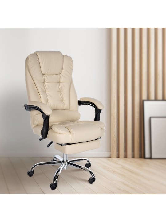 Kontorstol Oxygen imiteret læder, creme