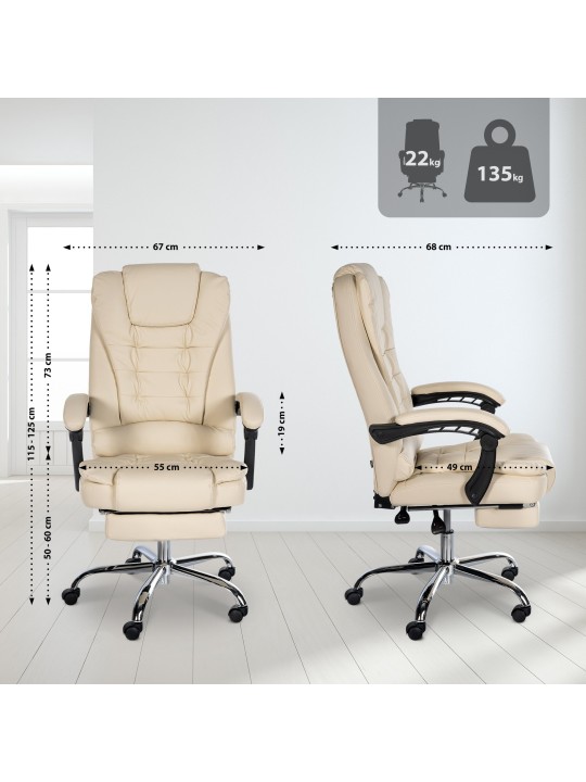 Kontorstol Oxygen imiteret læder, creme