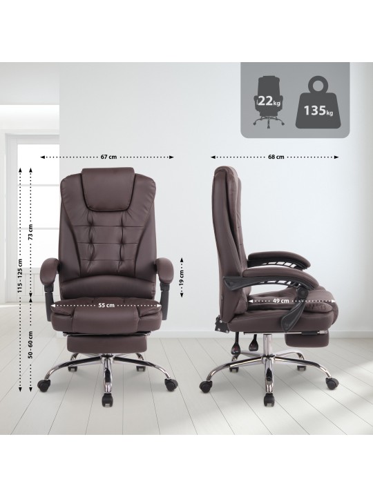 Kontorstol Oxygen imiteret læder, brun