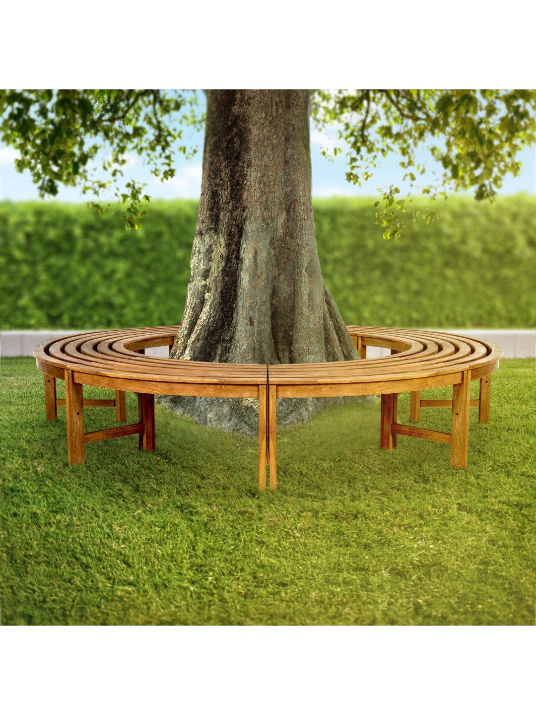 Træbænk Nila 250 cm rund UDEN ryglæn, brun