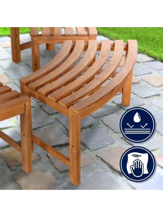 Træbænk Nila 250 cm rund UDEN ryglæn, brun