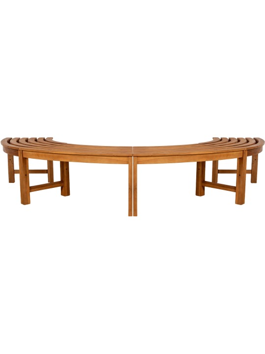 Træbænk Han 250 cm halvcirkelformet UDEN ryglæn, teak