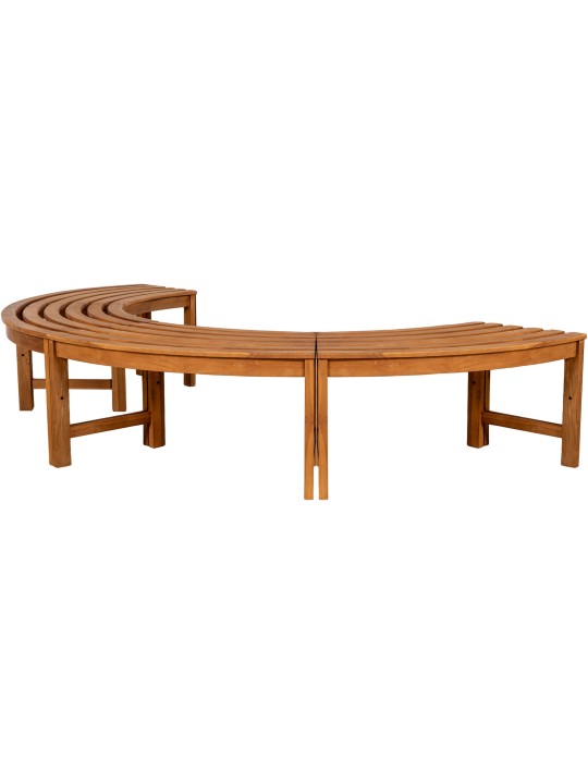 Træbænk Han 250 cm halvcirkelformet UDEN ryglæn, teak