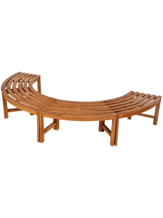 Træbænk Han 250 cm halvcirkelformet UDEN ryglæn, teak
