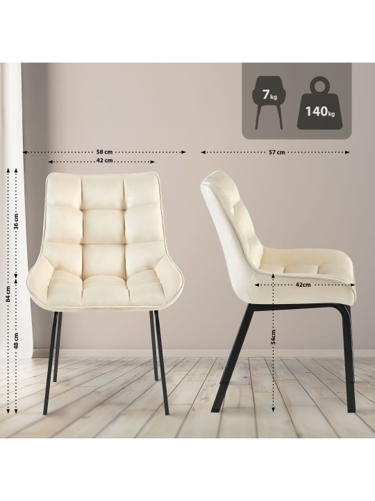 Stol Saranda fløjl, creme