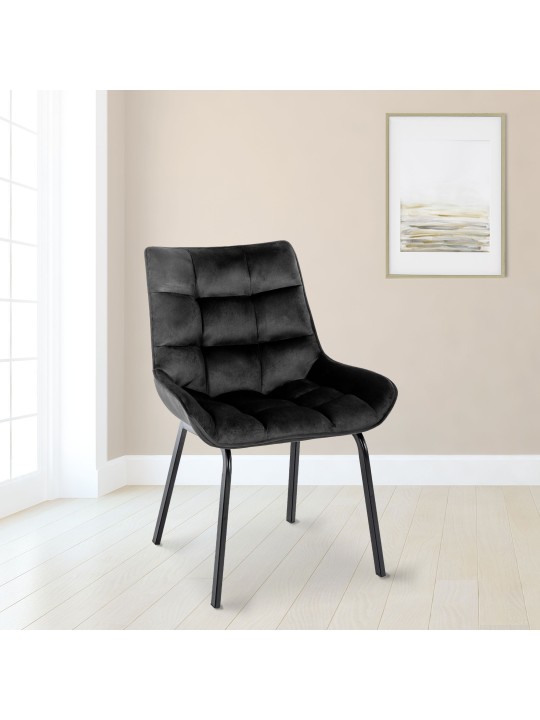 Stol Saranda fløjl, sort