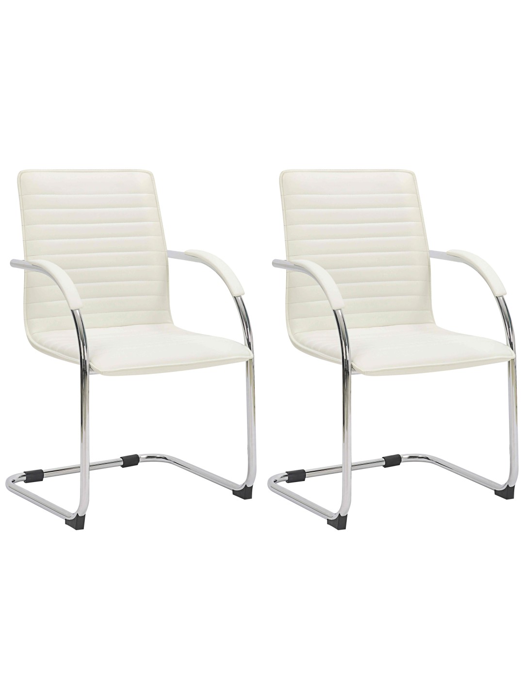 Sæt med 2 besøgsstole Tira imiteret læder, creme