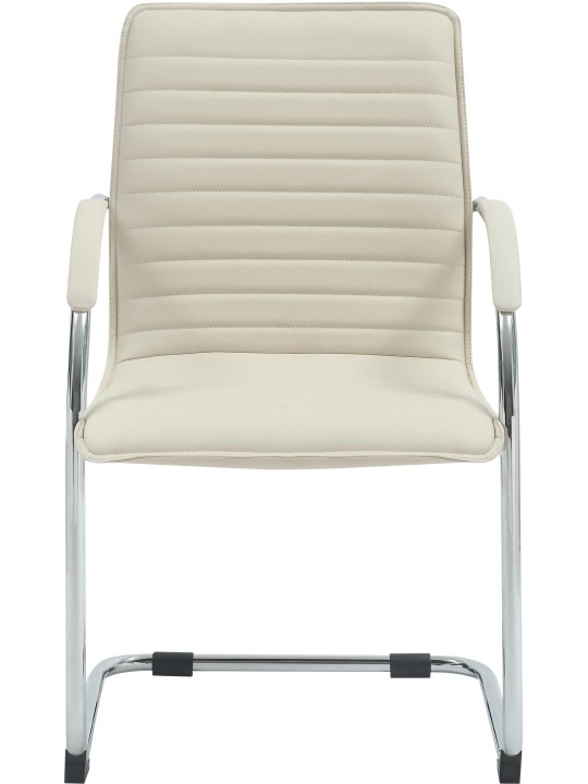 Sæt med 2 besøgsstole Tira imiteret læder, creme