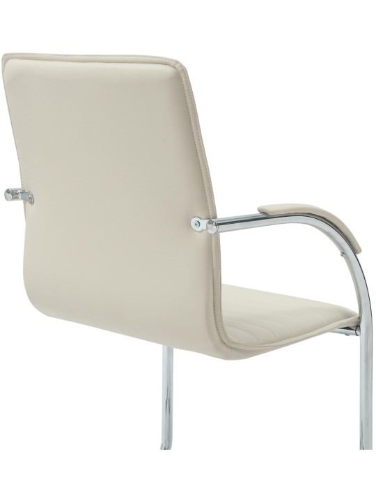 Sæt med 2 besøgsstole Tira imiteret læder, creme