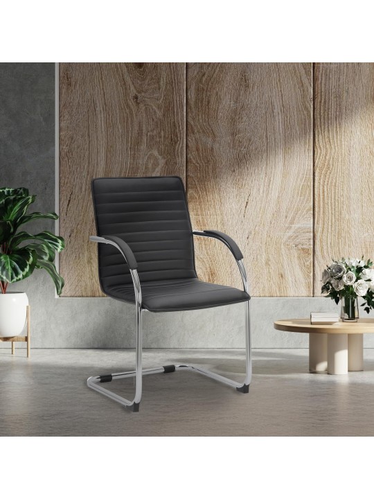 Sæt med 2 besøgsstole Tira imiteret læder, sort Sæt med 2 besøgsstole Tira imiteret læder, sort