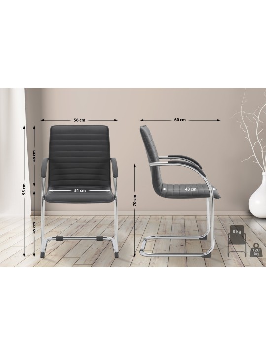 Sæt med 2 besøgsstole Tira imiteret læder, sort Sæt med 2 besøgsstole Tira imiteret læder, sort