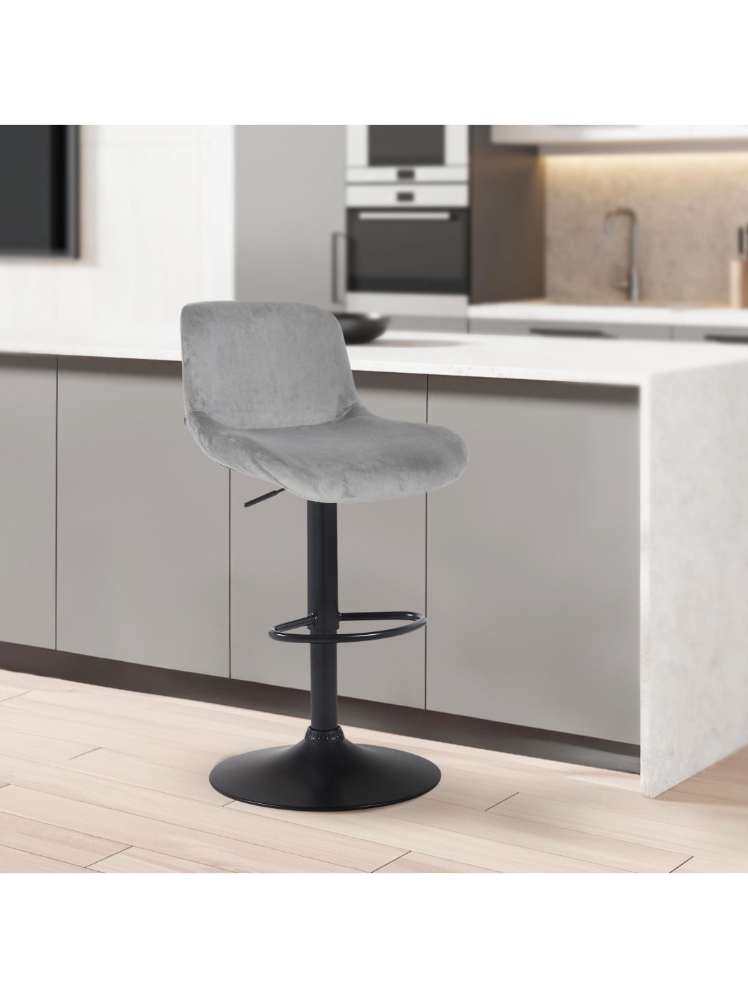Barstol Solon fløjl, grå