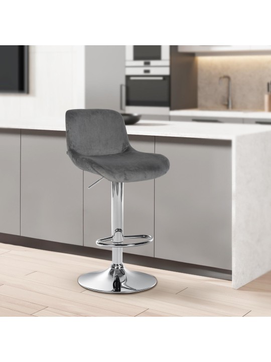 Barstol Solon krom fløjl, mørkegrå Barstol Solon krom fløjl, mørkegrå