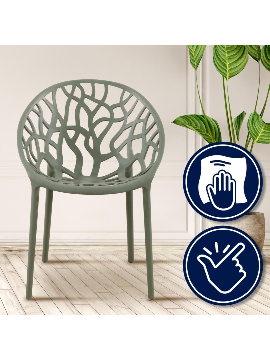 Sæt med 4 stole Hope, olivengrøn