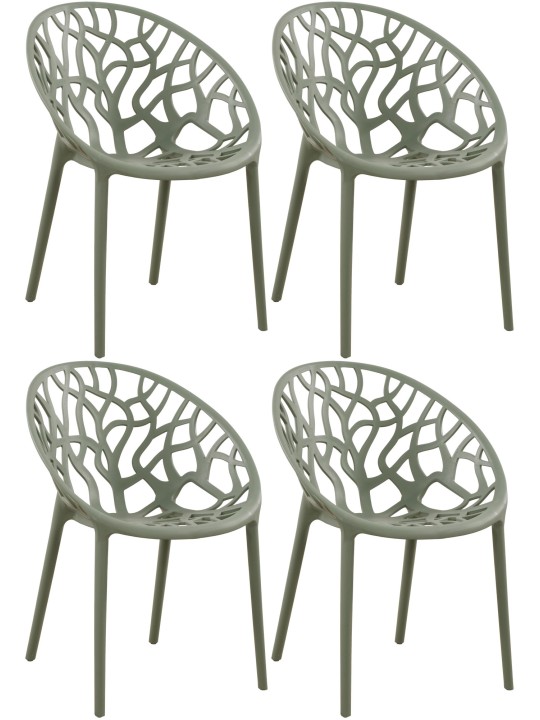 Sæt med 4 stole Hope, olivengrøn