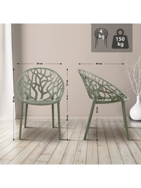 Sæt med 4 stole Hope, olivengrøn