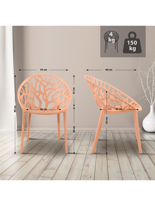 Sæt med 4 stole Hope, fersken