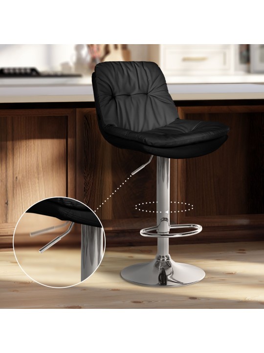 Barstol Laurel imiteret læder krom, sort