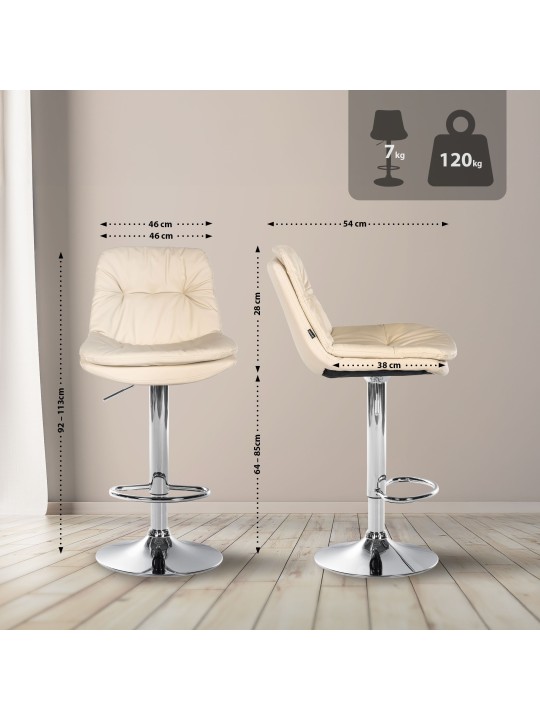 Barstol Laurel imiteret læder krom, creme