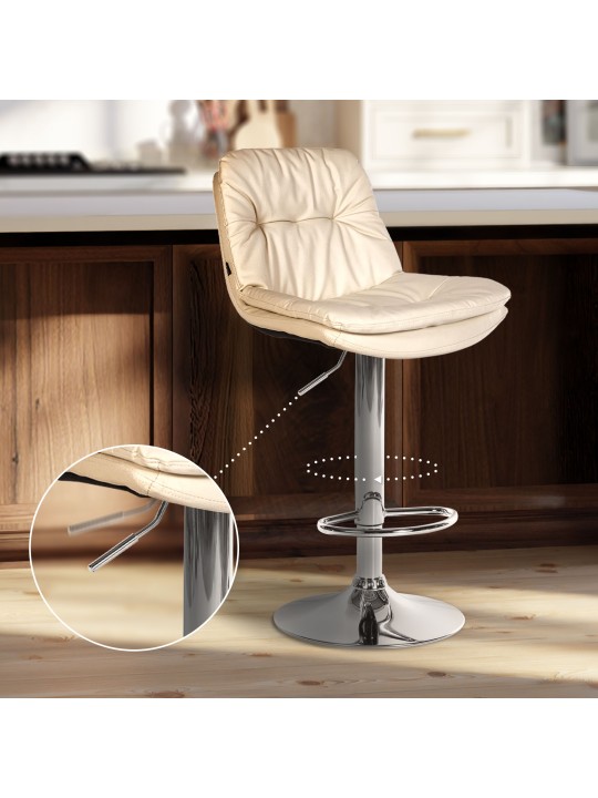 Barstol Laurel imiteret læder krom, creme