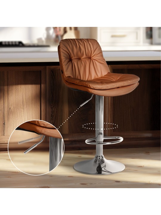 Barstol Laurel imiteret læder krom, lysebrun
