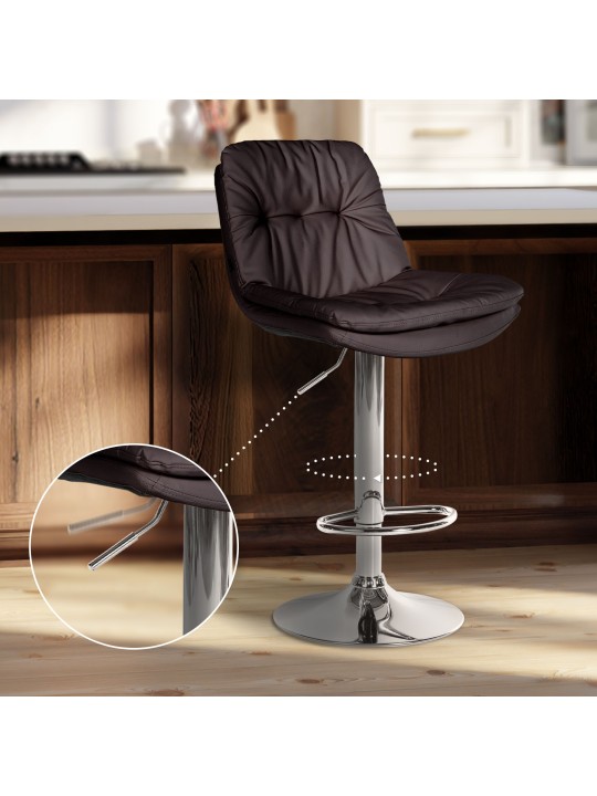 Barstol Laurel imiteret læder krom, brun Barstol Laurel imiteret læder krom, brun