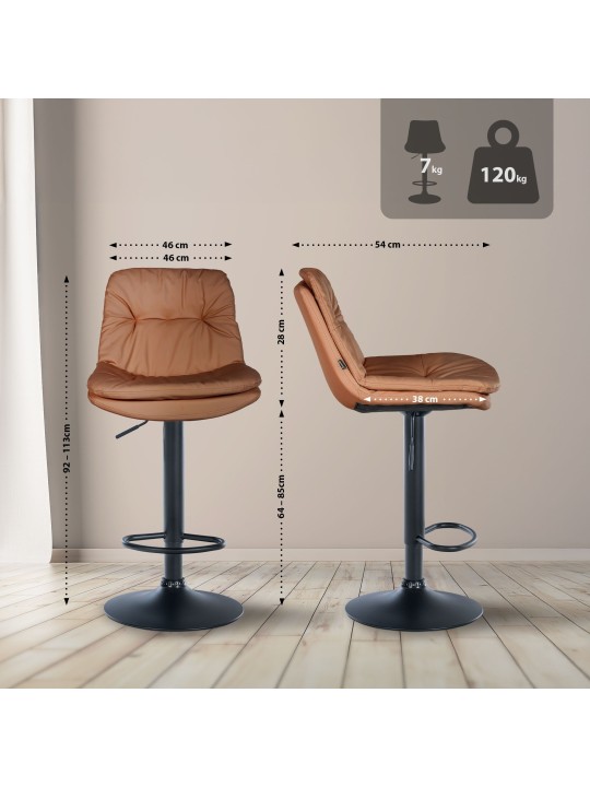 Barstol Laurel imiteret læder, lysebrun Barstol Laurel imiteret læder, lysebrun