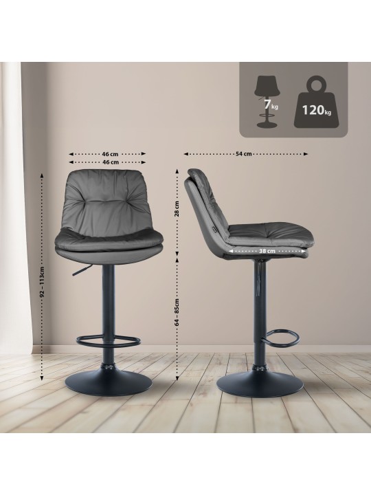 Barstol Laurel imiteret læder, grå