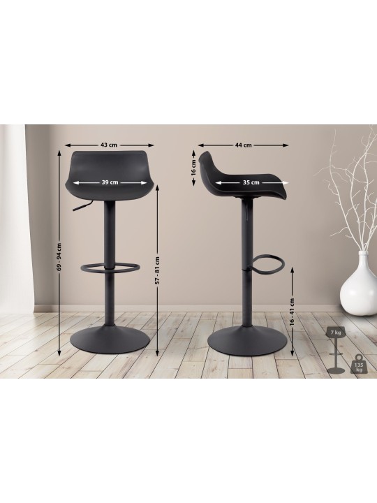 Sæt med 2 barstole Aveiro, sort