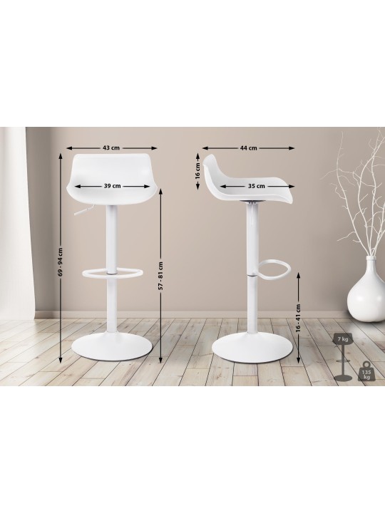 Sæt med 4 barstole Aveiro, hvid Sæt med 4 barstole Aveiro, hvid