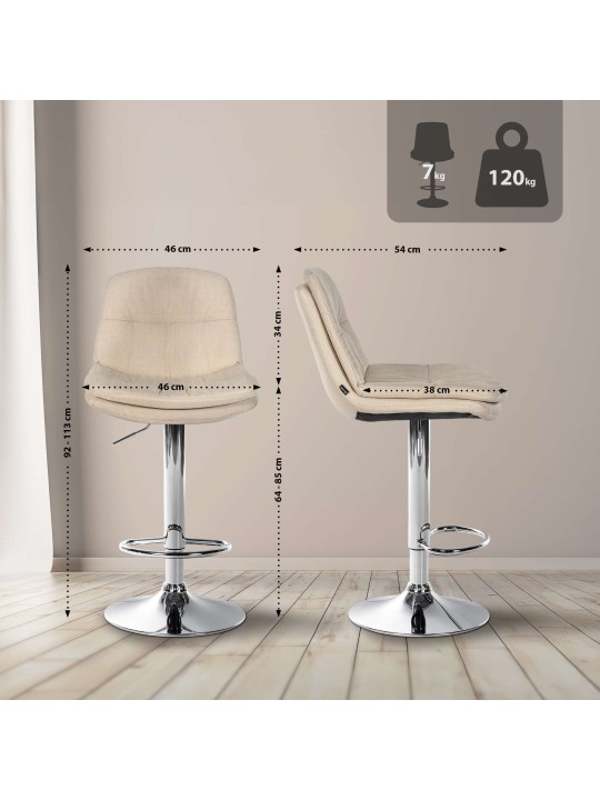 Barstol Laurel stof krom, creme