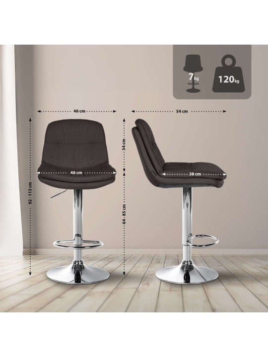 Barstol Laurel stof krom, mørkegrå