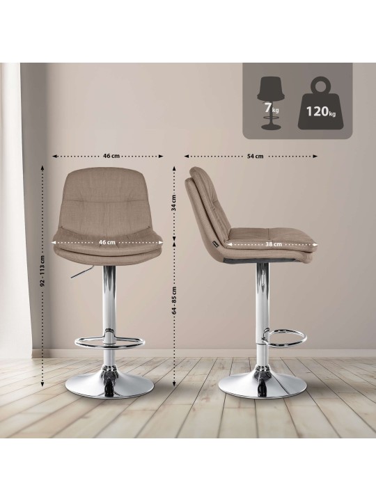 Barstol Laurel stof krom, taupe