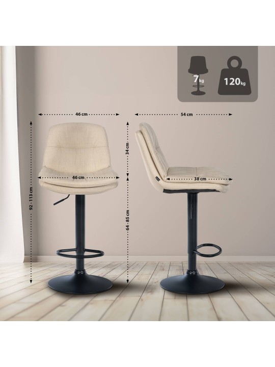 Barstol Laurel stof, creme