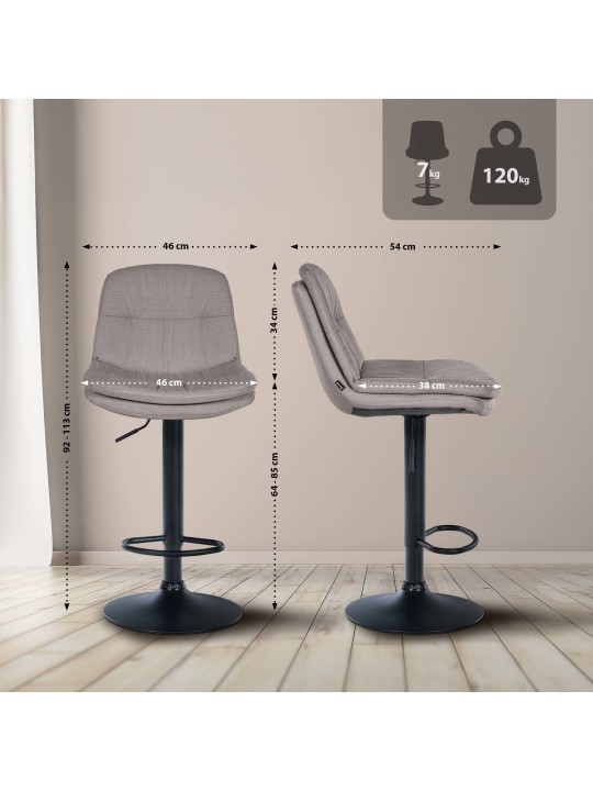 Barstol Laurel stof, grå