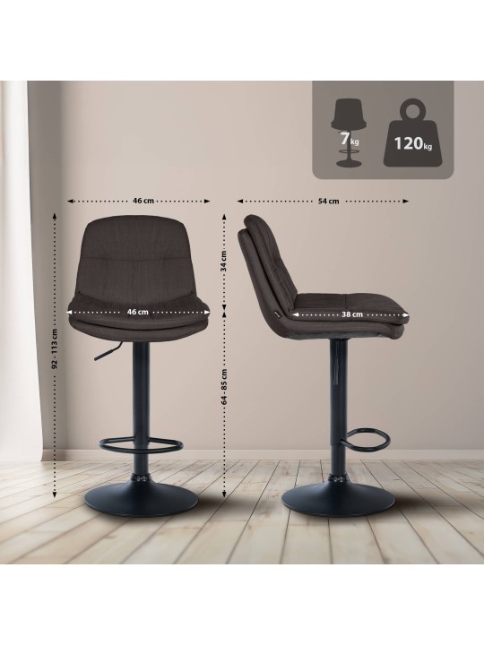 Barstol Laurel stof, mørkegrå