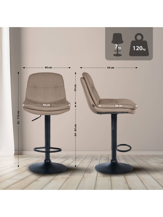 Barstol Laurel stof, taupe