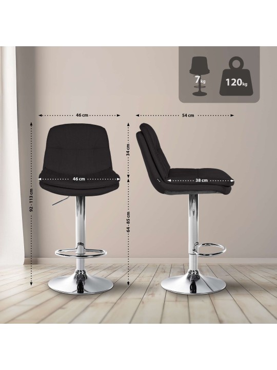 Barstol Laurel stof krom, sort