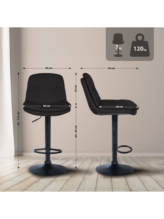 Barstol Laurel stof, sort