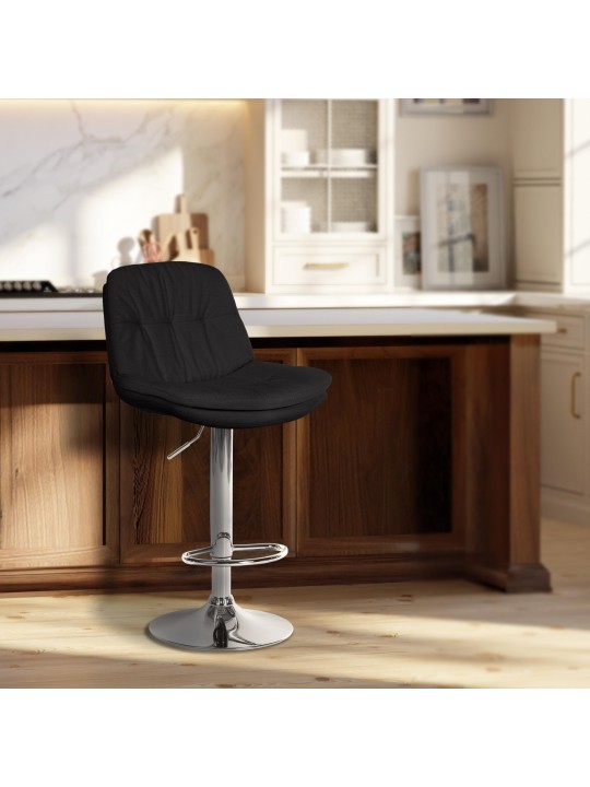 Barstol Laurel stof krom, sort