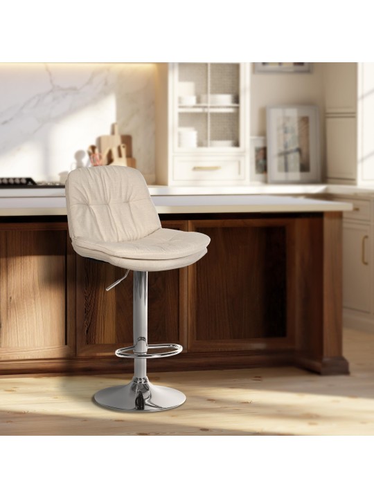 Barstol Laurel stof krom, creme