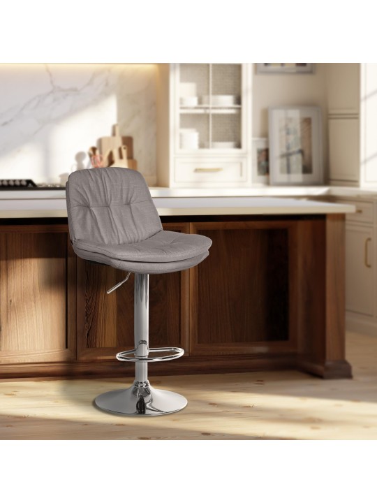 Barstol Laurel stof krom, grå