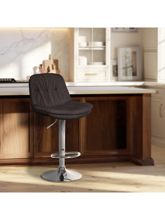 Barstol Laurel stof krom, mørkegrå