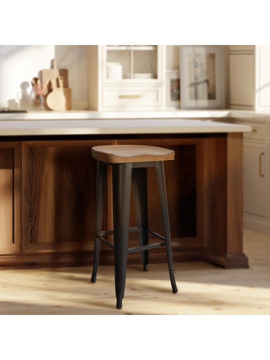 Sæt med 2 barstole Clara, sort