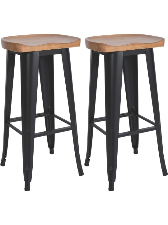 Sæt med 2 barstole Clara, sort