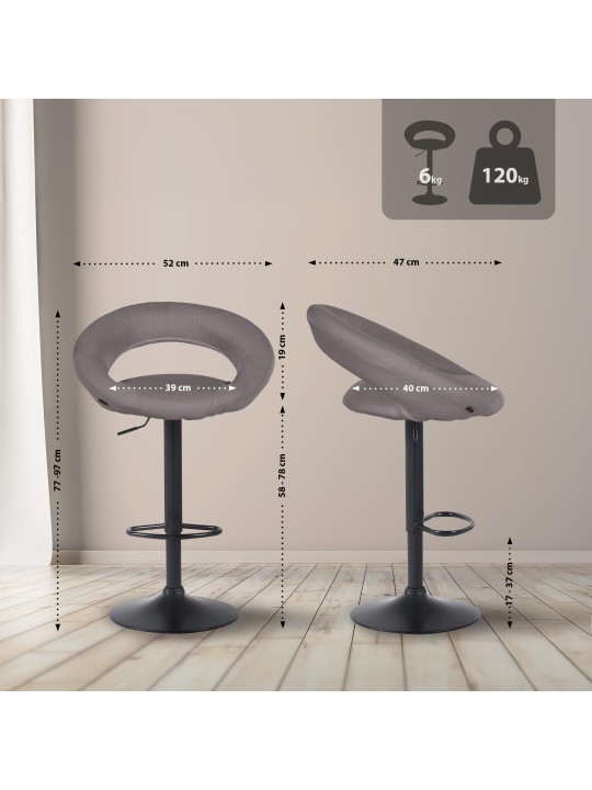 Barstol Olinda stof, grå Barstol Olinda stof, grå