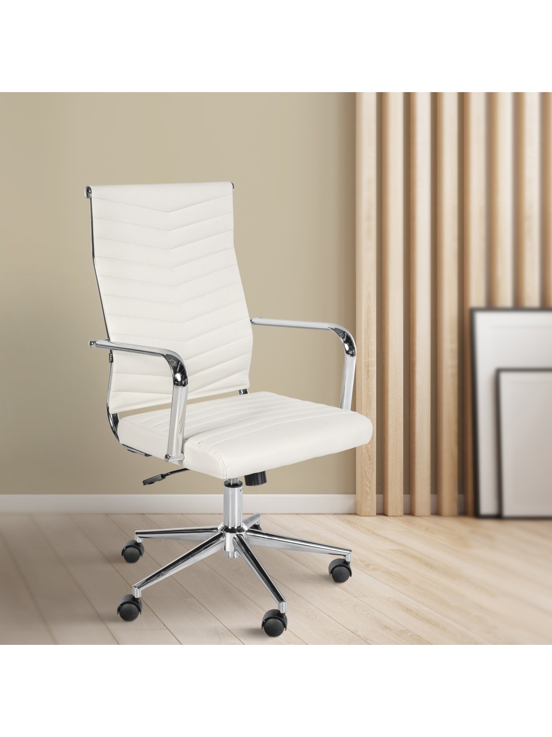 Kontorstol Canby imiteret læder, hvid
