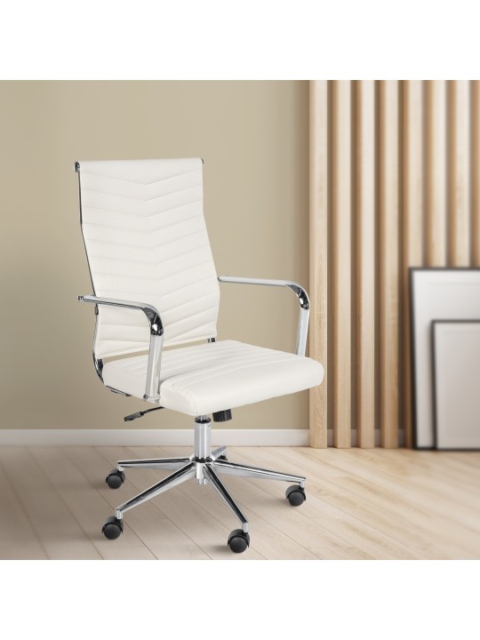 Kontorstol Canby imiteret læder, hvid